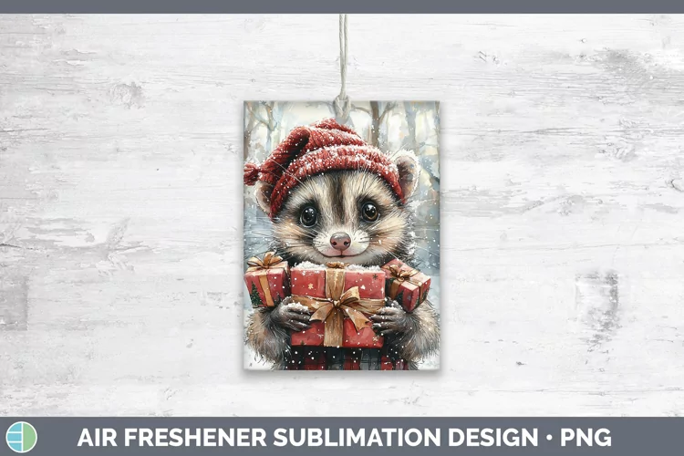 Christmas Woodland Opossum Air Freshener Sublimation Car Fre