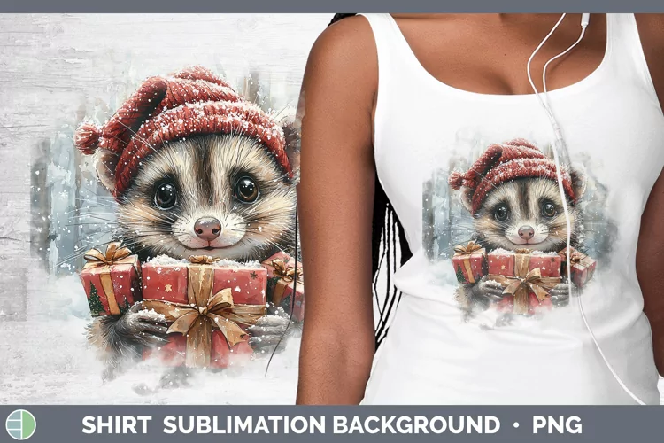 Christmas Woodland Opossum Shirt Sublimation Sublimation Bac