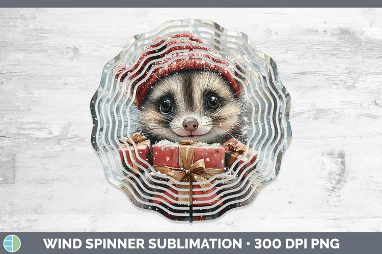 Christmas Woodland Opossum Wind Spinner Sublimation Spinner