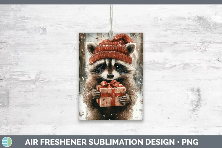 Christmas Woodland Raccoon Air Freshener Sublimation Car Fre