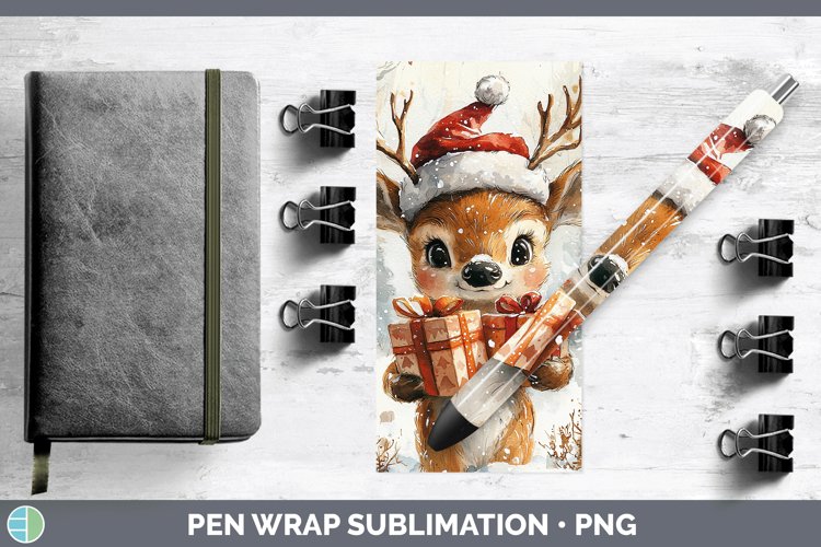 Christmas Woodland Reindeer Pen Wrap Sublimation Pen Designs