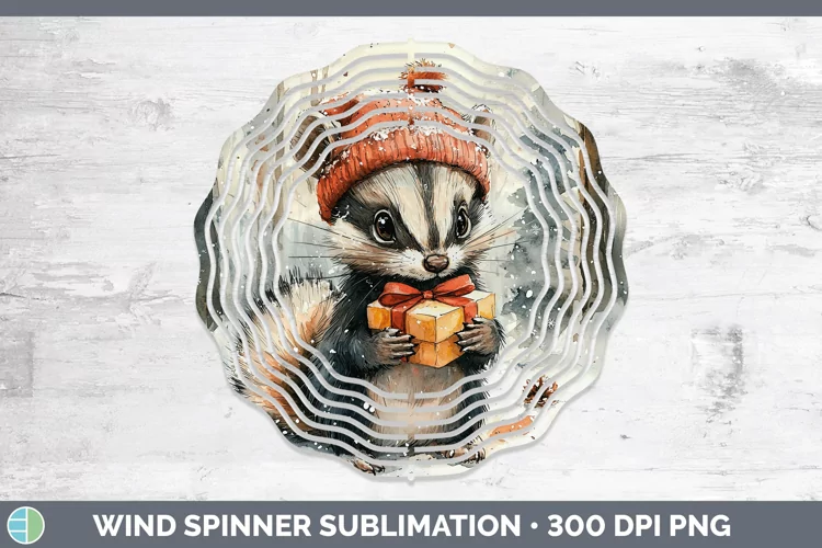 Christmas Woodland Skunk Wind Spinner Sublimation Spinner De