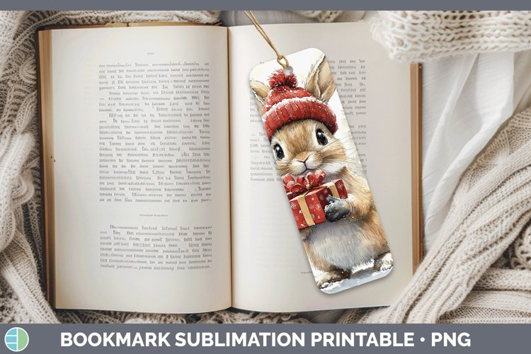 Christmas Woodland Snowshoe Hare Bookmark Sublimation Printa