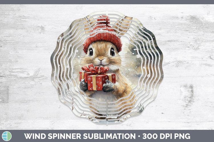 Christmas Woodland Snowshoe Hare Wind Spinner Sublimation Sp
