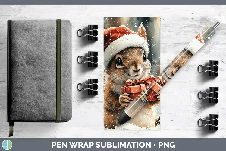 Christmas Woodland Squirrel Pen Wrap Sublimation Pen Designs