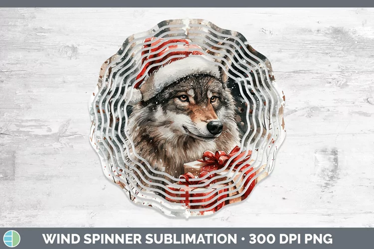 Christmas Woodland Wolf Wind Spinner Sublimation Spinner Des
