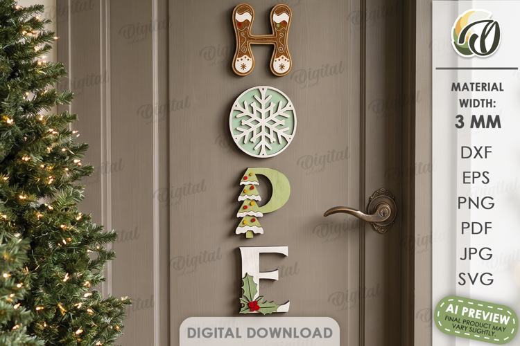 Christmas Word Decor Laser Cut. Christmas Sign. Hope SVG