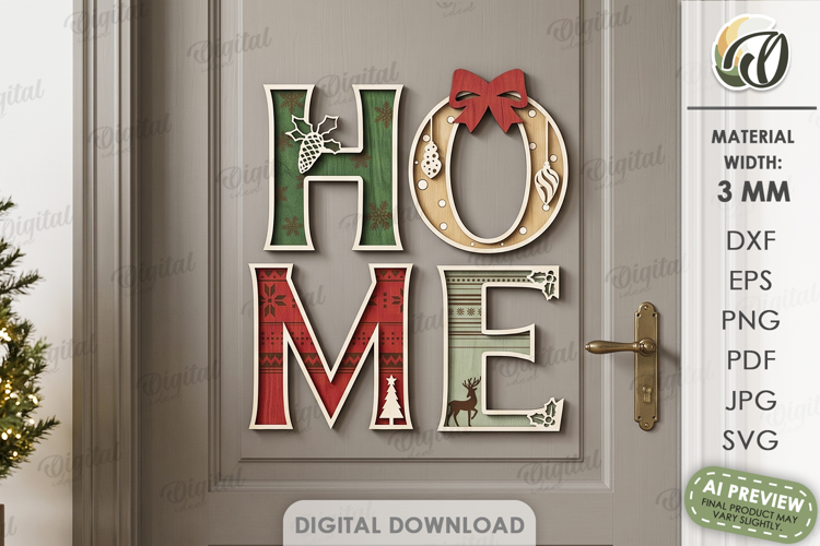 Christmas Word Decor Laser Cut. Christmas Sign. Home SVG