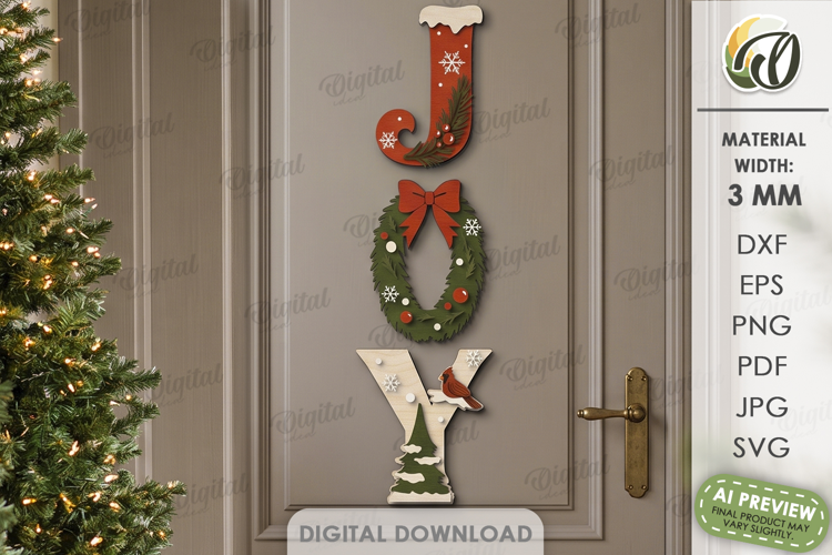 Christmas Word Decor Laser Cut. Christmas Sign. Joy SVG