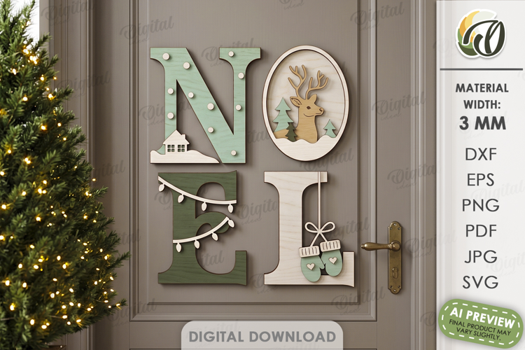 Christmas Word Decor Laser Cut. Christmas Sign. Noel SVG
