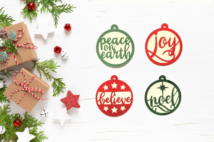 Christmas Words Round Gift Tags SVG Design Set