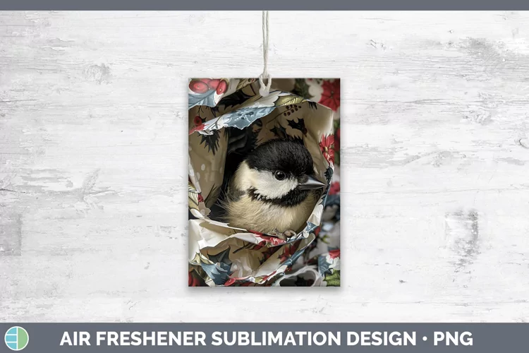Christmas Wrapping Chickadee Air Freshener Sublimation Car F