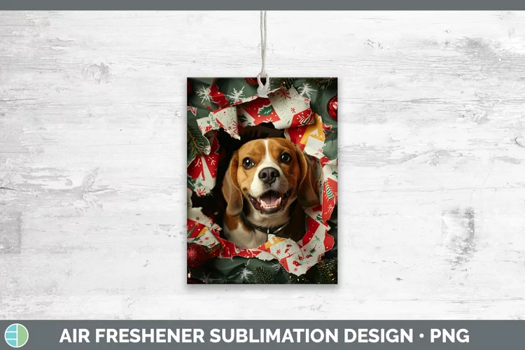 Christmas Wrapping Dogs Beagle Air Freshener Sublimation Car