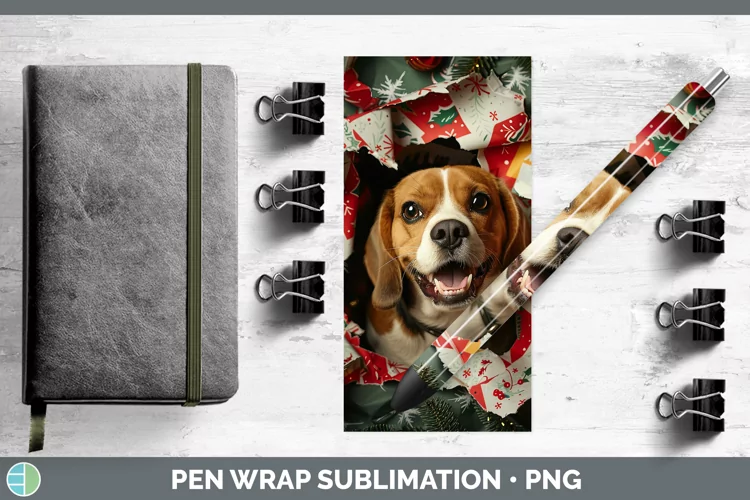 Christmas Wrapping Dogs Beagle Pen Wrap Sublimation Epoxy Pe