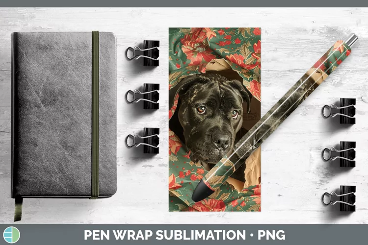 Christmas Wrapping Dogs Cane Corso Pen Wrap Sublimation Epox