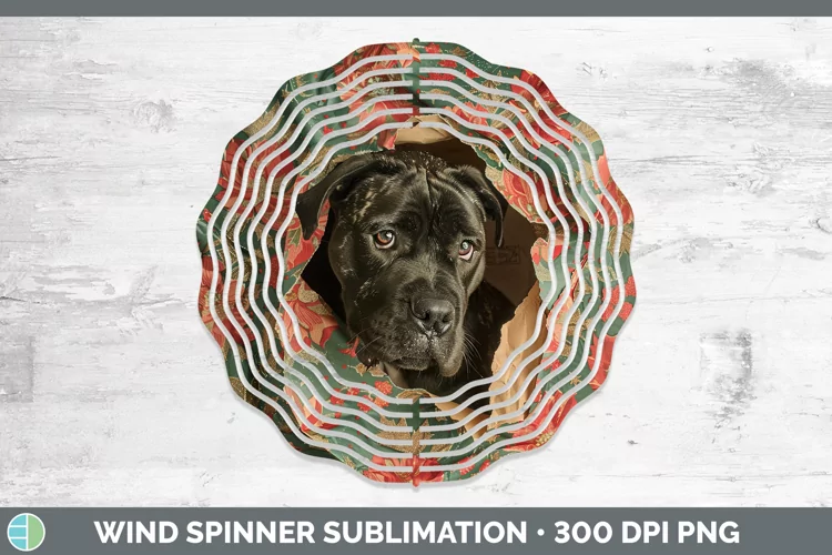 Christmas Wrapping Dogs Cane Corso Wind Spinner Sublimation