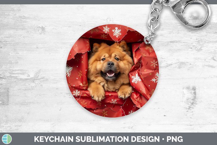 GorgeousChristmas Wrapping Dogs Keychain design.