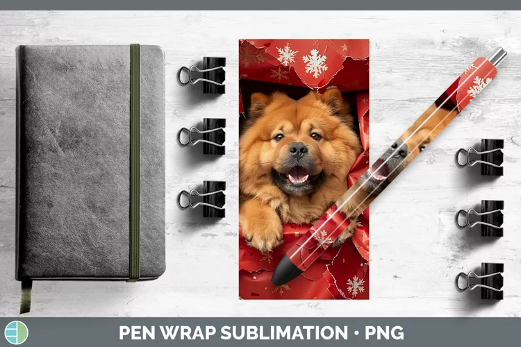 Christmas Wrapping Dogs Chow Chow Pen Wrap Sublimation Epoxy