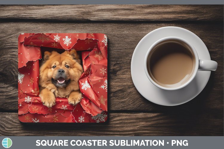 GorgeousChristmas Wrapping Dogs Square Coaster design.