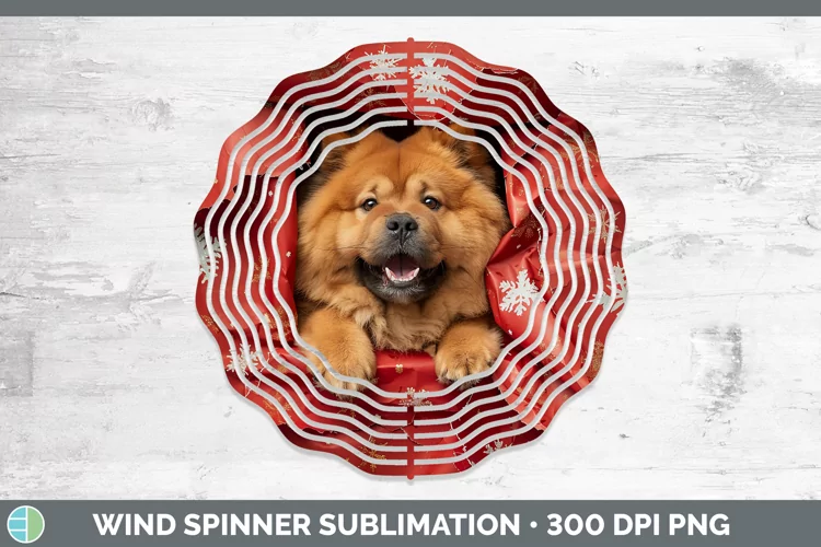Christmas Wrapping Dogs Chow Chow Wind Spinner Sublimation S