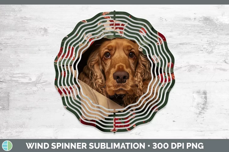 Christmas Wrapping Dogs Cocker Spaniel Wind Spinner Sublimat