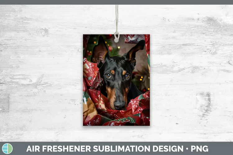 Christmas Wrapping Dogs Doberman Pinscher Air Freshener Subl