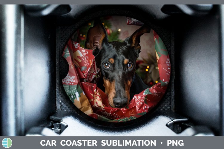 GorgeousChristmas Wrapping Dogs Car Coaster design.