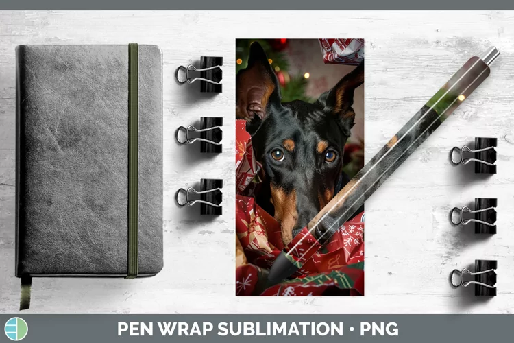 Christmas Wrapping Dogs Doberman Pinscher Pen Wrap Sublimati