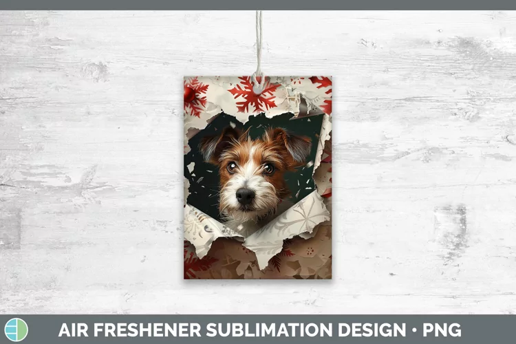 Christmas Wrapping Dogs Fox Terrier Dog Air Freshener Sublim
