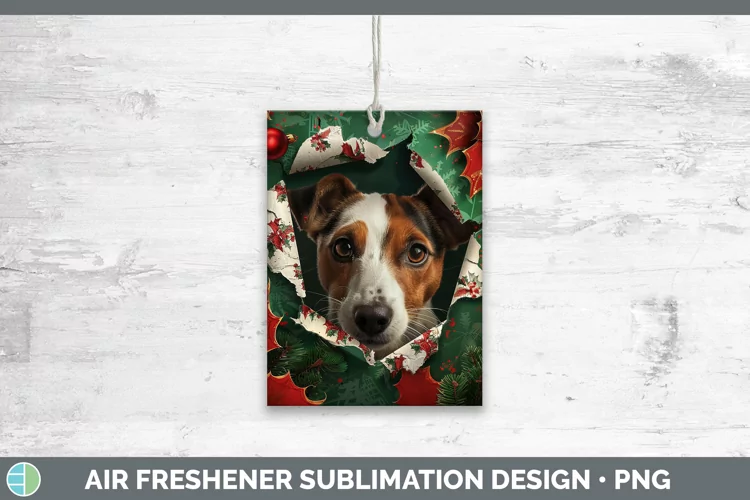 Christmas Wrapping Dogs Fox Terrier Dog Air Freshener Sublim