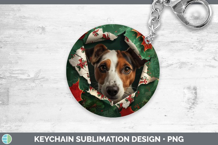 GorgeousChristmas Wrapping Dogs Keychain design.
