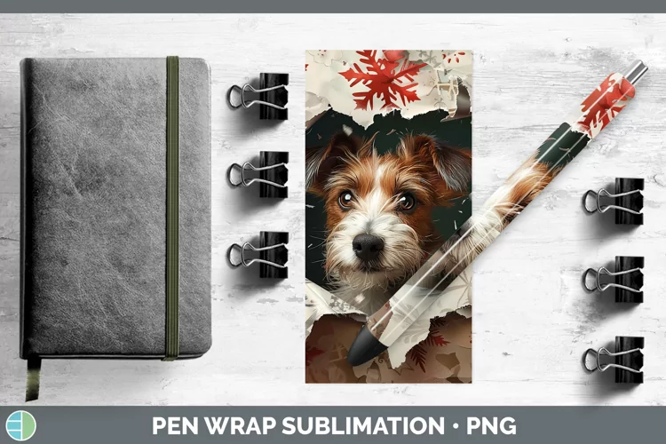 Christmas Wrapping Dogs Fox Terrier Dog Pen Wrap Sublimation