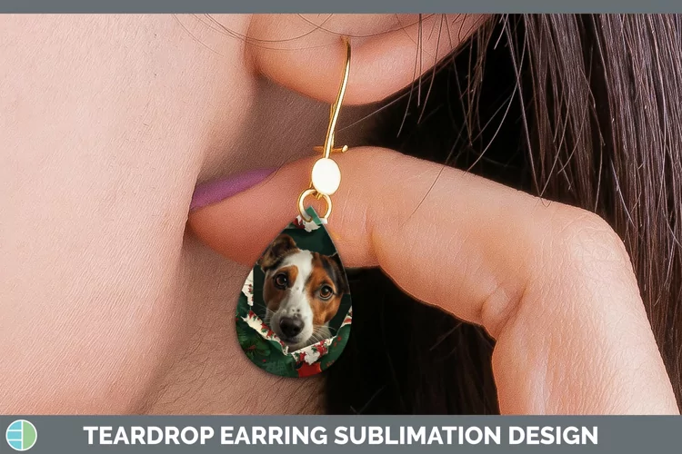 Christmas Wrapping Dogs Fox Terrier Dog Teardrop Earrings Su