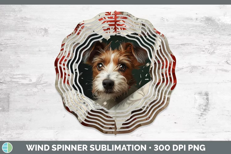 Christmas Wrapping Dogs Fox Terrier Dog Wind Spinner Sublima