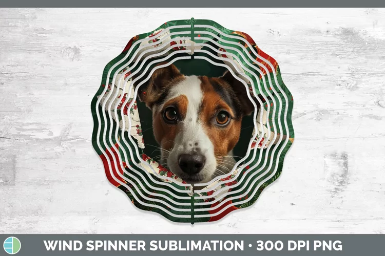 Christmas Wrapping Dogs Fox Terrier Dog Wind Spinner Sublima