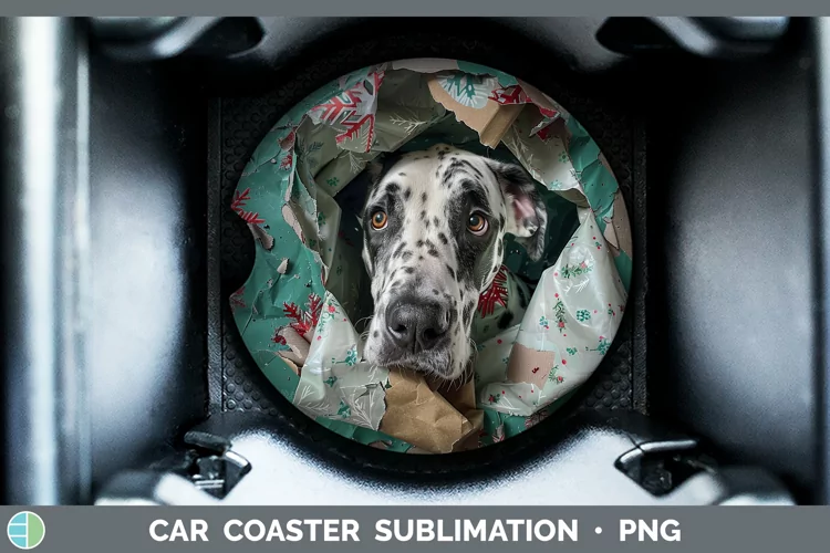 Christmas Wrapping Dogs Great Dane Car Coaster Sublimation C