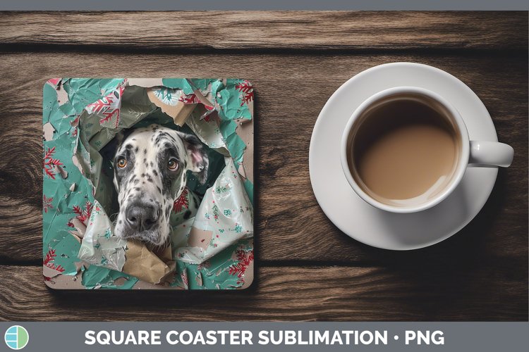 GorgeousChristmas Wrapping Dogs Square Coaster design.