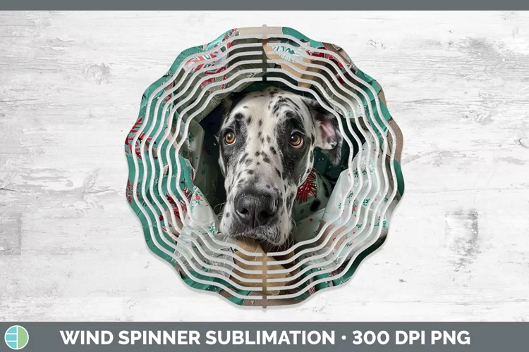 Christmas Wrapping Dogs Great Dane Wind Spinner Sublimation