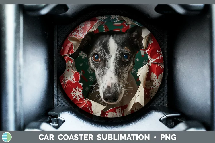 Christmas Wrapping Dogs Greyhound Car Coaster Sublimation Co
