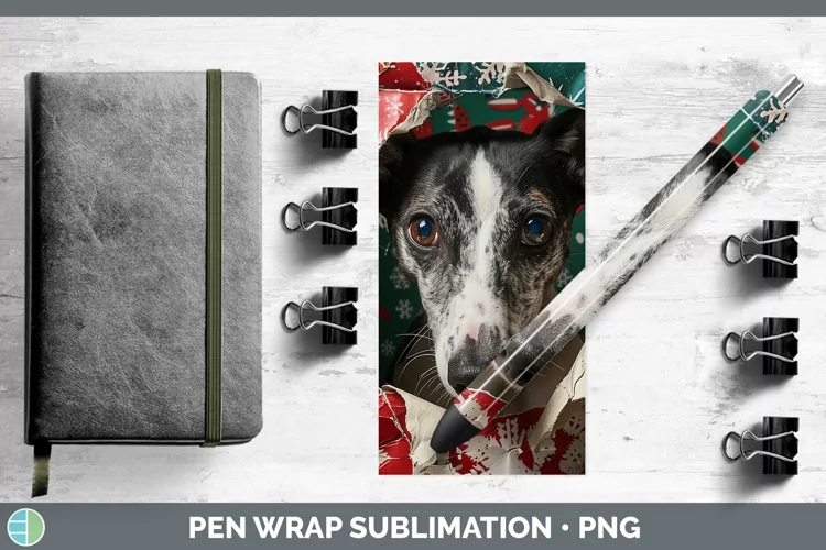 Christmas Wrapping Dogs Greyhound Pen Wrap Sublimation Epoxy