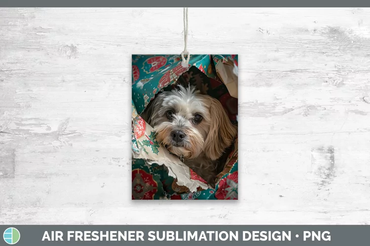 Christmas Wrapping Dogs Lhasa Apso Air Freshener Sublimation