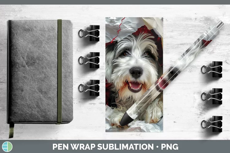 Christmas Wrapping Dogs Old English Sheepdog Pen Wrap Sublim