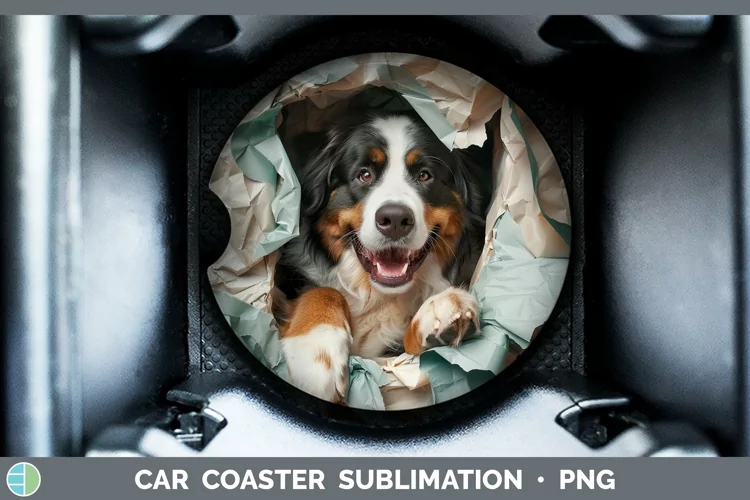 Christmas Wrapping Dogs Saint Bernard Car Coaster Sublimatio