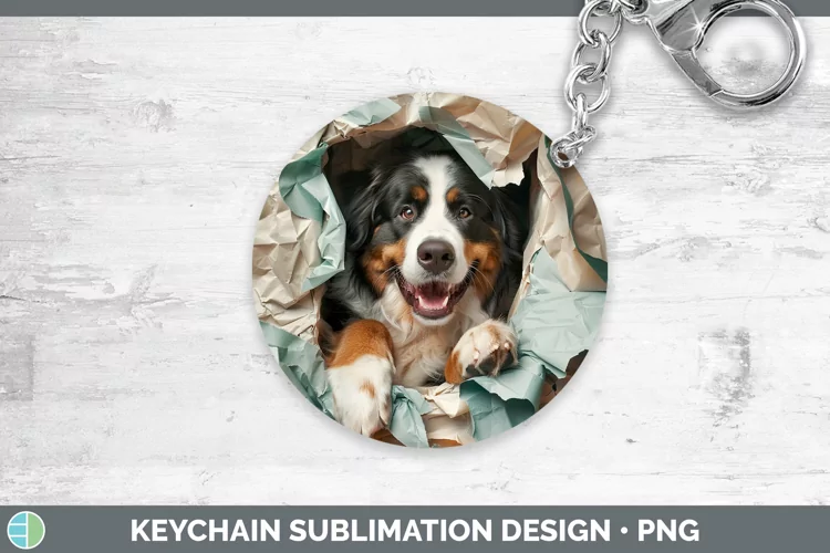 Christmas Wrapping Dogs Saint Bernard Keychain Sublimation K
