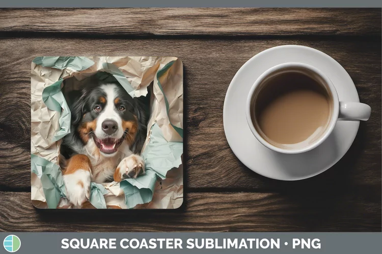 Christmas Wrapping Dogs Saint Bernard Square Coaster Sublima