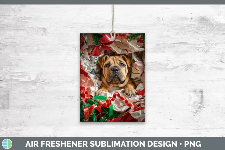 Christmas Wrapping Dogs Shar Pei Air Freshener Sublimation C