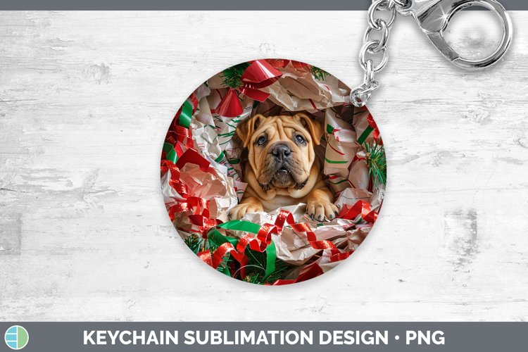 GorgeousChristmas Wrapping Dogs Keychain design.