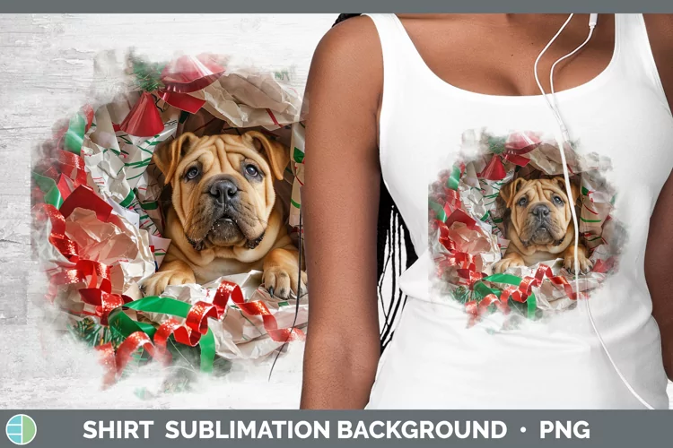 Christmas Wrapping Dogs Shar Pei Shirt Sublimation Sublimati