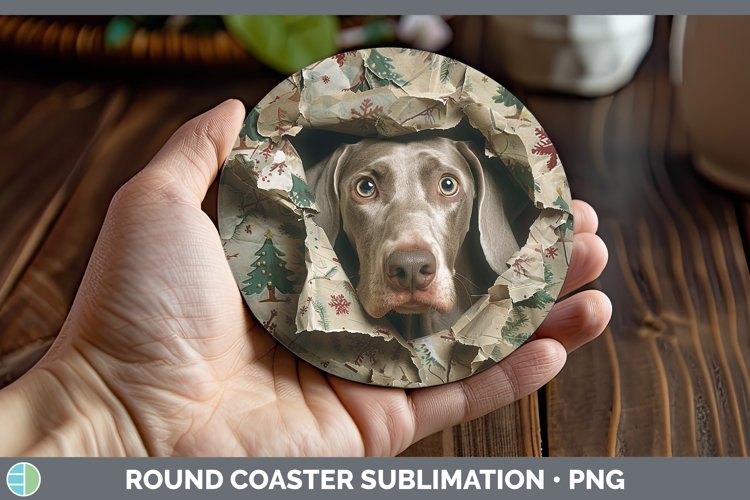 GorgeousChristmas Wrapping Dogs Round Coaster design.