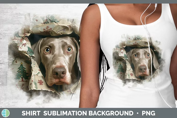 Christmas Wrapping Dogs Weimaraner Shirt Sublimation Sublima